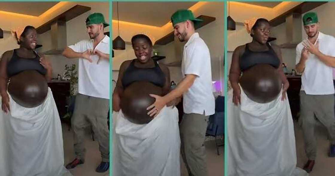 Pregnant woman dances with oyinbo husband in video Pregnant woman dances with oyinbo husband in video
