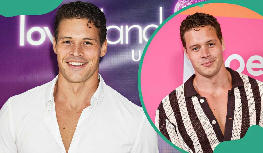 Connor Newsum poses on the red carpet of Love Island USA reunion and Love Island: Beyond the Villa