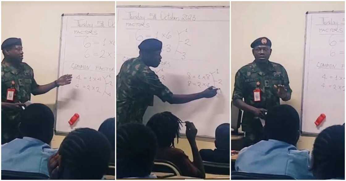 Military man, teenagers, mathematics Military man, teenagers, mathematics
