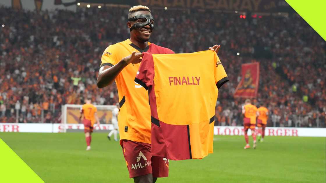 Victor Osimhen celebrates a extremity   for Galatasaray