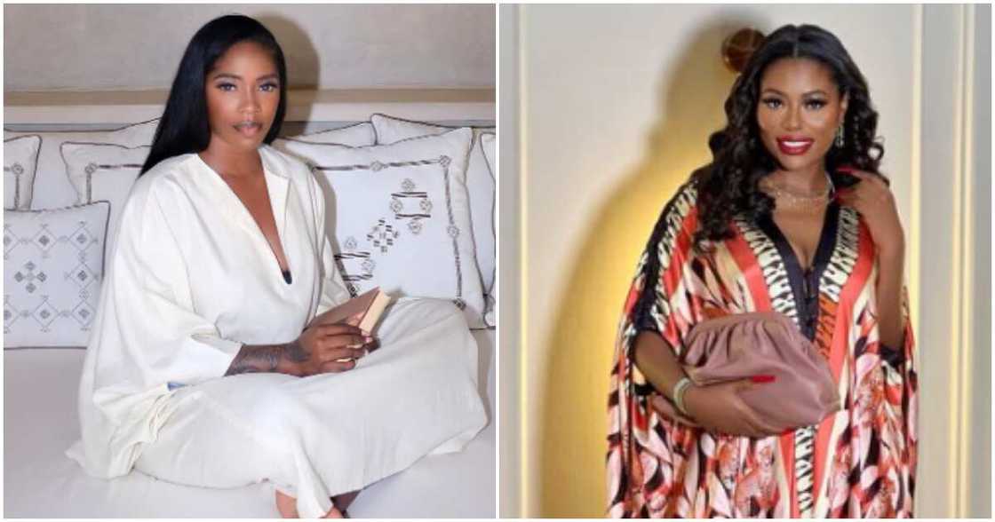 Nigerian singer Tiwa Savage and Davido's baby mama Sophia Momodu Nigerian singer Tiwa Savage and Davido's baby mama Sophia Momodu
