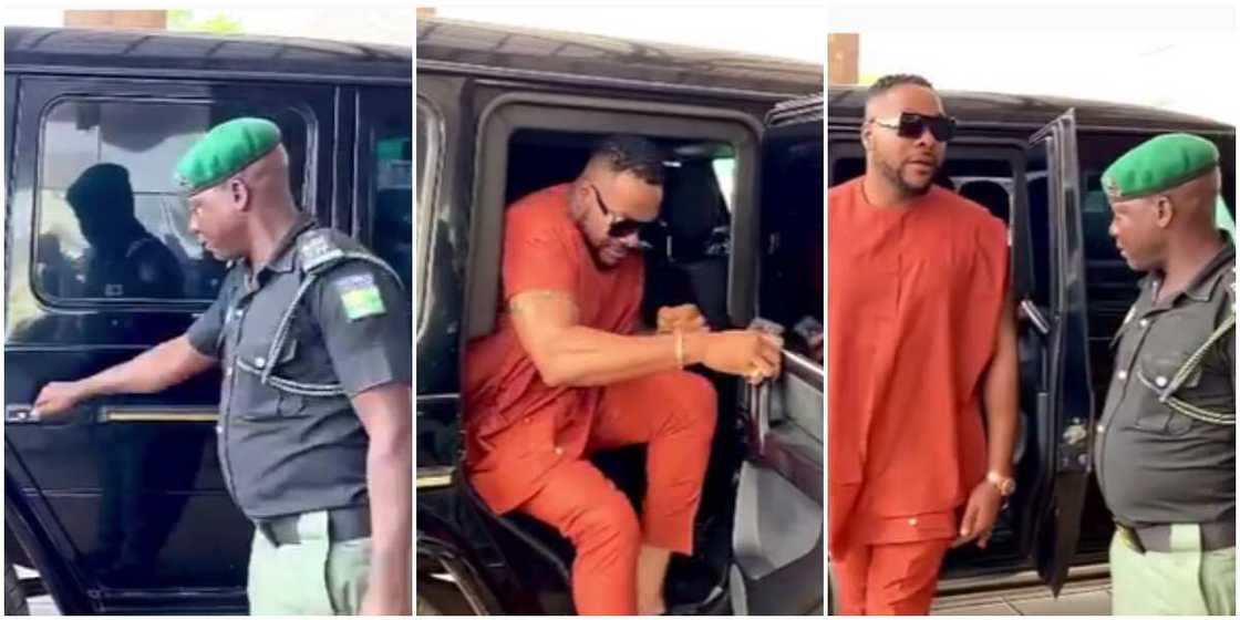 Fans bash actor Bolanle Ninalowo for letting police officer open his car door Fans bash actor Bolanle Ninalowo for letting police officer open his car door