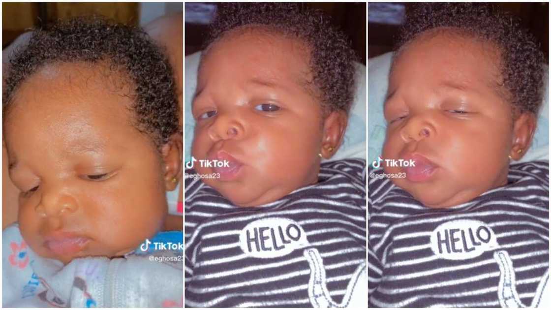 Baby's funny look trends. Photo source: TikTok/@eghosa23 Baby's funny look trends. Photo source: TikTok/@eghosa23
