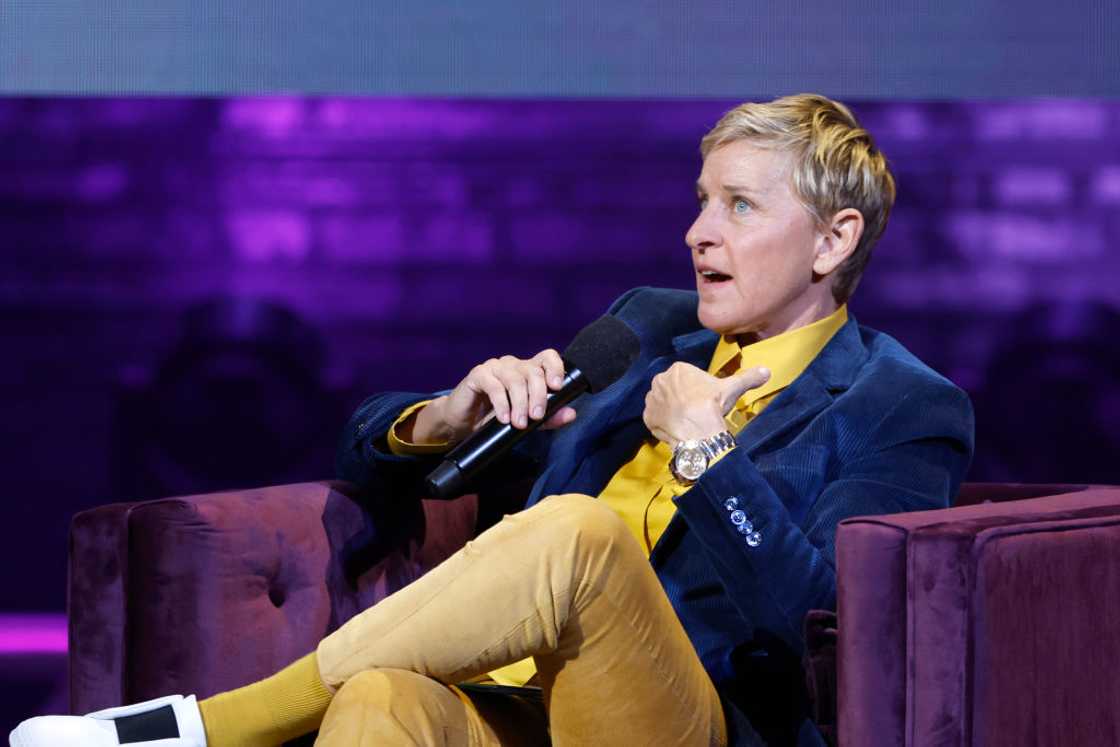 Ellen DeGeneres speaking on stage