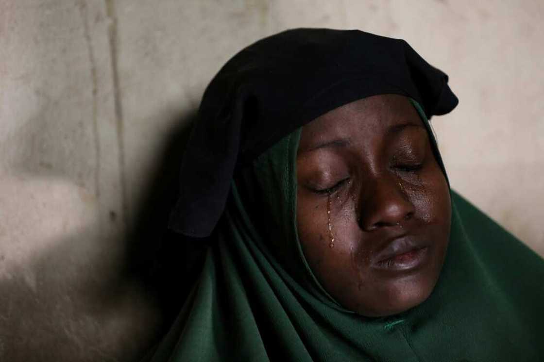 A mother's pain: Humaira Mustapha, whose two daughters were kidnapped in Zamfara state in northwest Nigeria, in February 2021 A mother's pain: Humaira Mustapha, whose two daughters were kidnapped in Zamfara state in northwest Nigeria, in February 2021