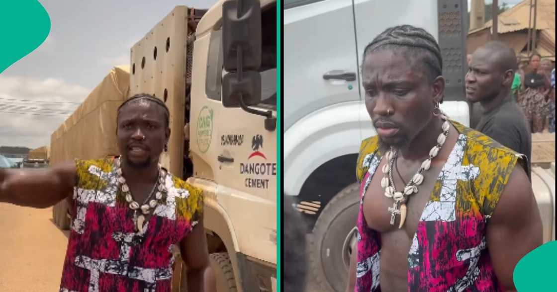 Lokacin da VDM ke tsare motocin Dangote a jihar Edo Lokacin da VDM ke tsare motocin Dangote a jihar Edo