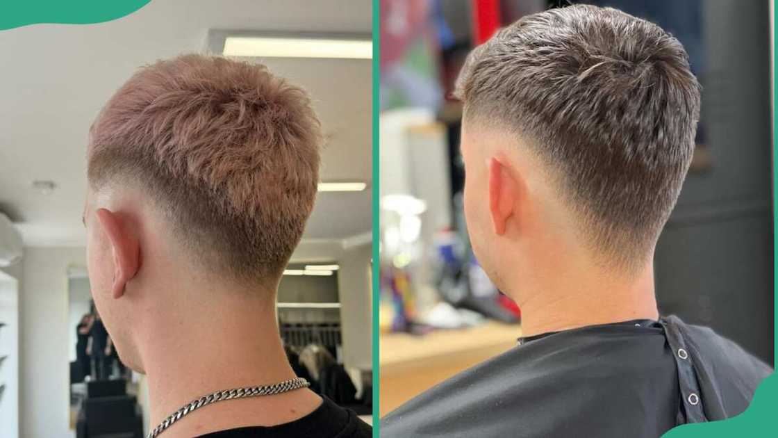 Low burst fade with a buzz cut