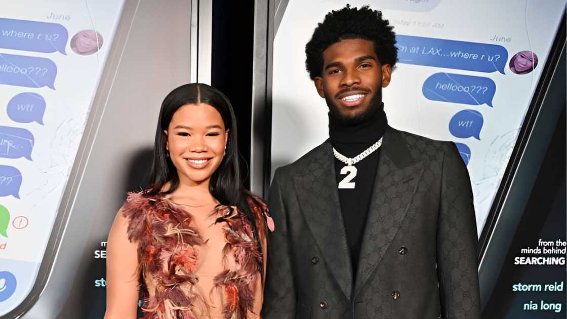 Storm Reid and Shedeur Sanders in Los Angeles on 12 January 2023.