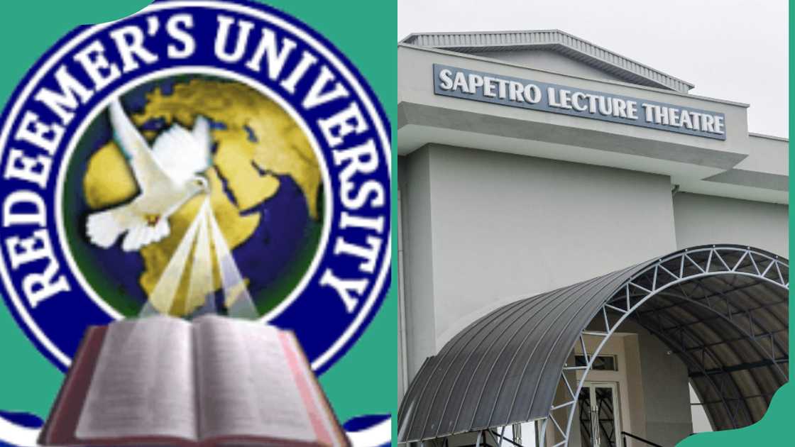 Official logo and Sapetro lecture theatre at Reedemer's University Mowe