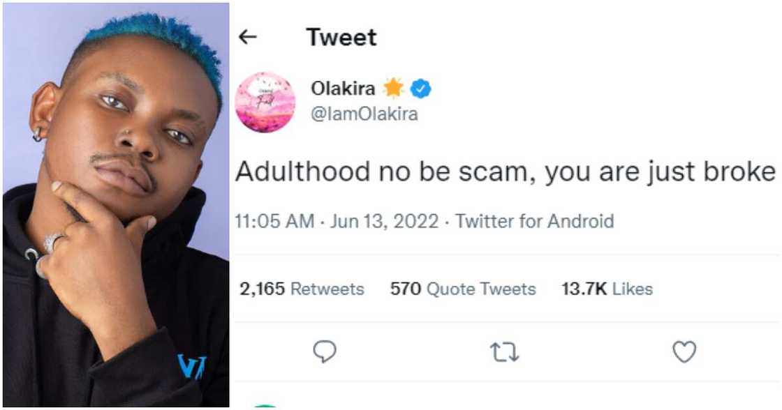 Olakira, adulthood na scam