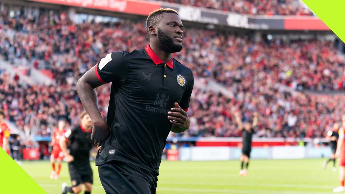 Victor Boniface scores for Bayer Leverkusen Victor Boniface scores for Bayer Leverkusen