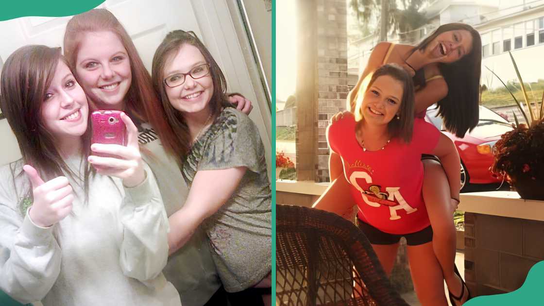 Shelia Eddy, Rachel Shoaf and Skylar posing for a picture (L). Skylar Neese carrying Rachel on her back (R). Shelia Eddy, Rachel Shoaf and Skylar posing for a picture (L). Skylar Neese carrying Rachel on her back (R).