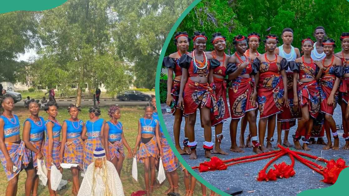 Groups of AAUA students preparing to present cultural dances Groups of AAUA students preparing to present cultural dances