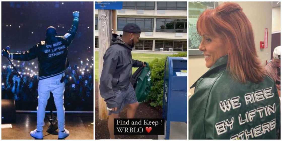 Lady finds Davido's jacket. Lady finds Davido's jacket.