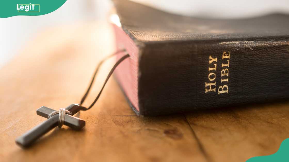 A view of the Bible and the cross