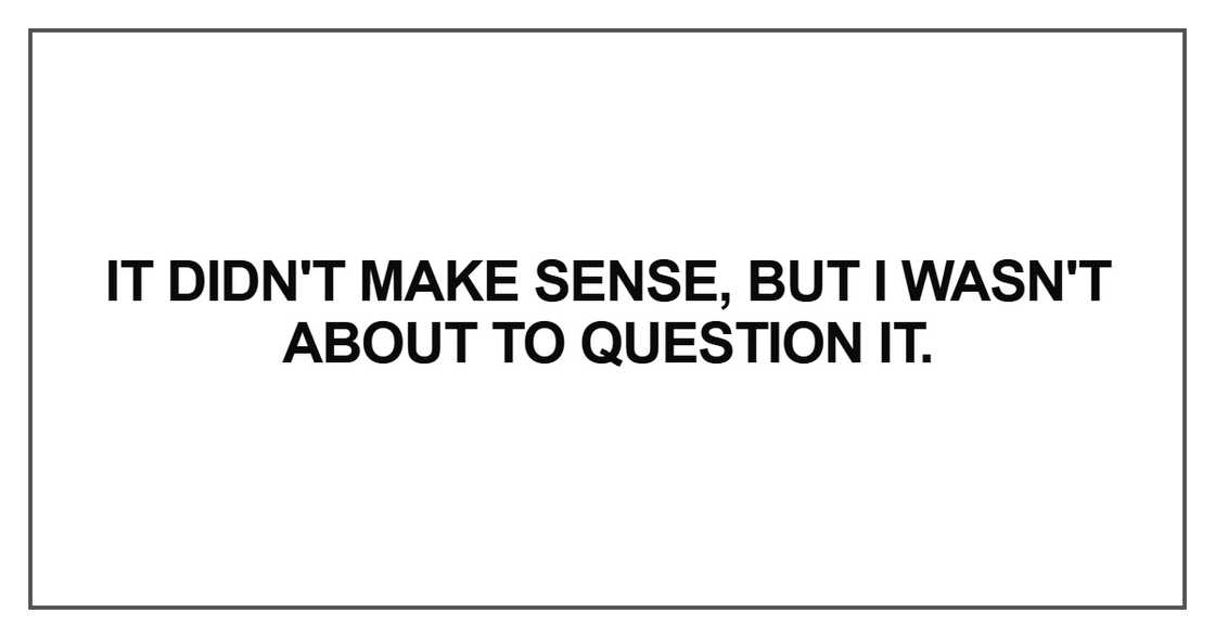 iT DIDN'T Make sense iT DIDN'T Make sense