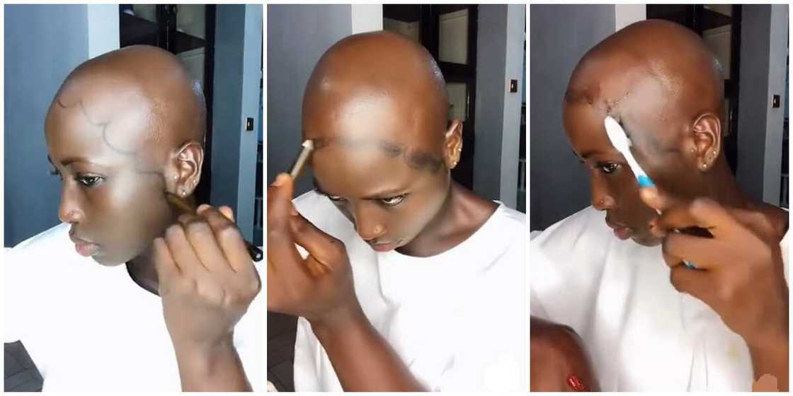 bald woman/hairstyle trend/laid edges