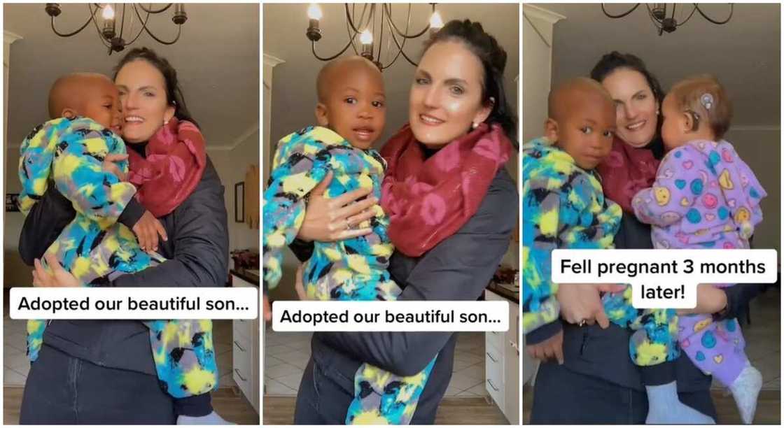 Photos of a mum who adopted a black boy and later gave birth to her own child. Photos of a mum who adopted a black boy and later gave birth to her own child.