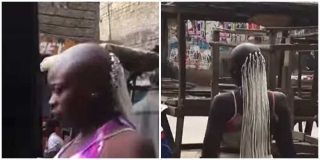 Photos of lady with unique hairstyle. Photos of lady with unique hairstyle.