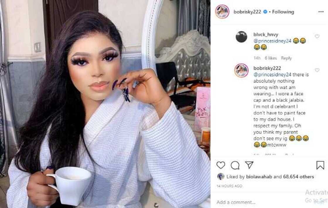 Bobrisky finally gives reason for dressing like a man to his father’s birthday (screenshot) Bobrisky finally gives reason for dressing like a man to his father’s birthday (screenshot)