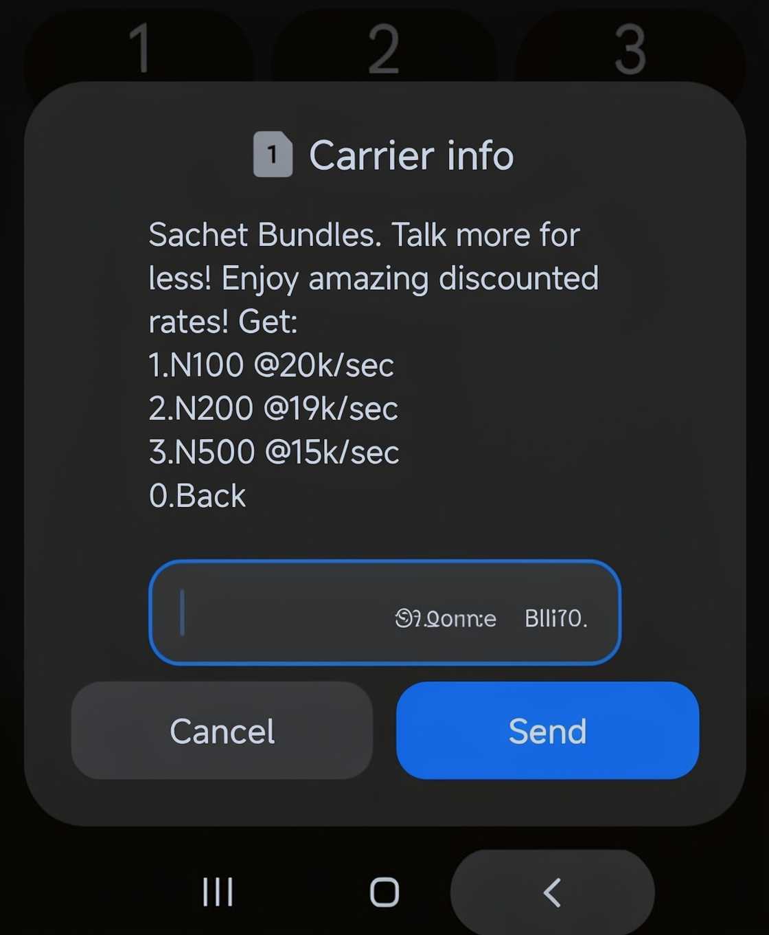 A screenshot of a mobile phone showing the process of buying bundles. A screenshot of a mobile phone showing the process of buying bundles.