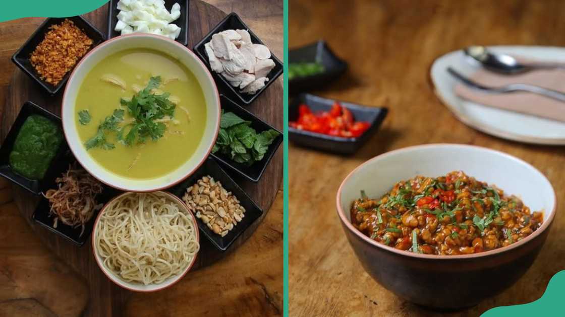 Burmese Khosuey (L) and Pad Krapow Gai (R) Burmese Khosuey (L) and Pad Krapow Gai (R)
