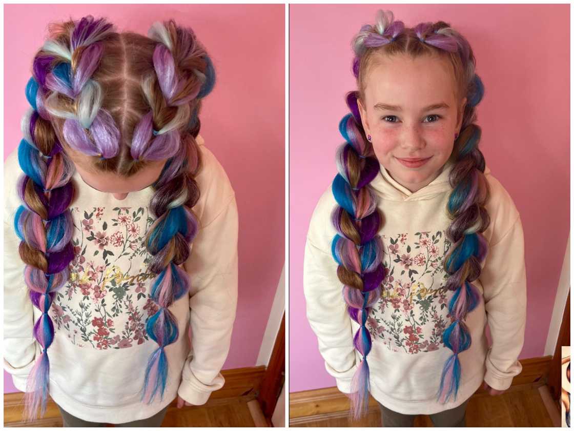Multicoloured dragon braids Multicoloured dragon braids