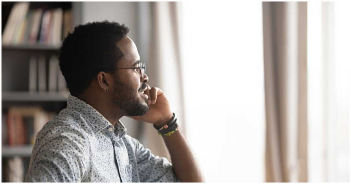 A man receive a call A man receive a call