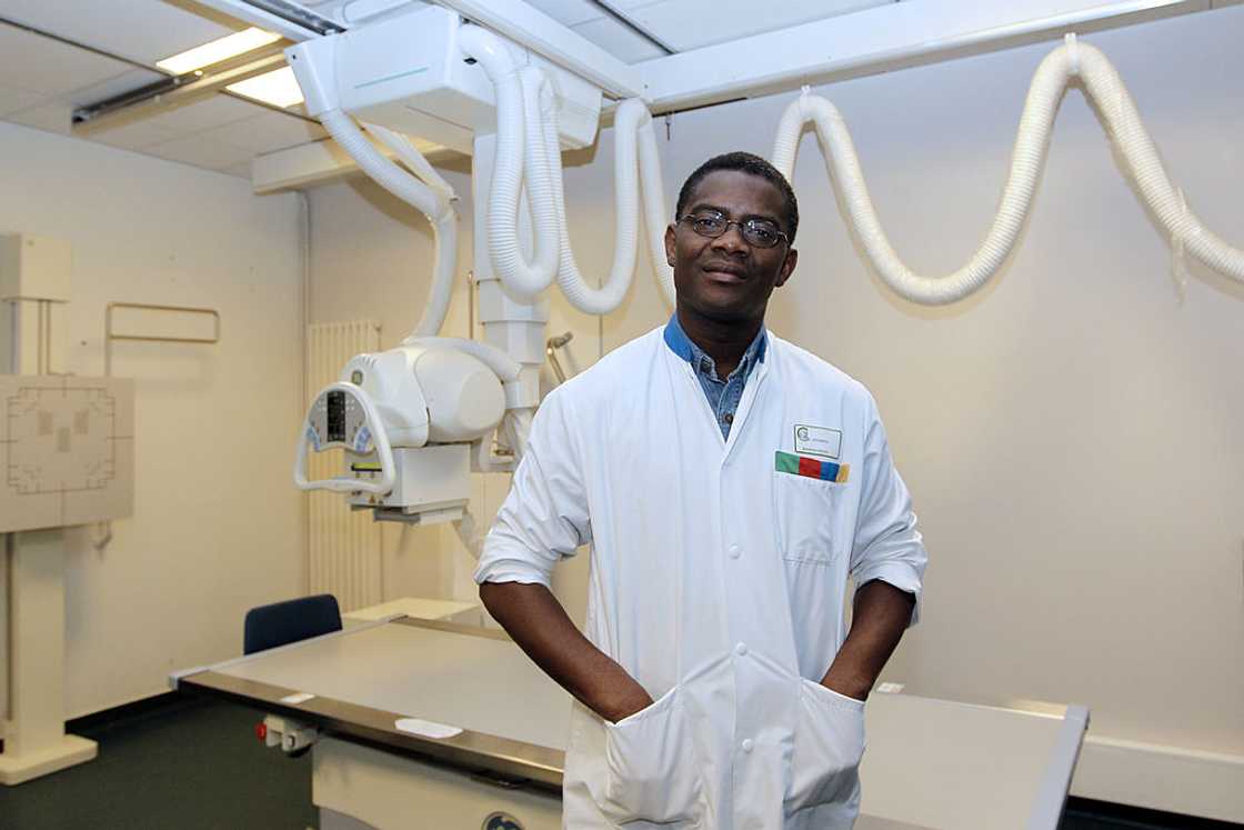 A radiologist poses at the hospital