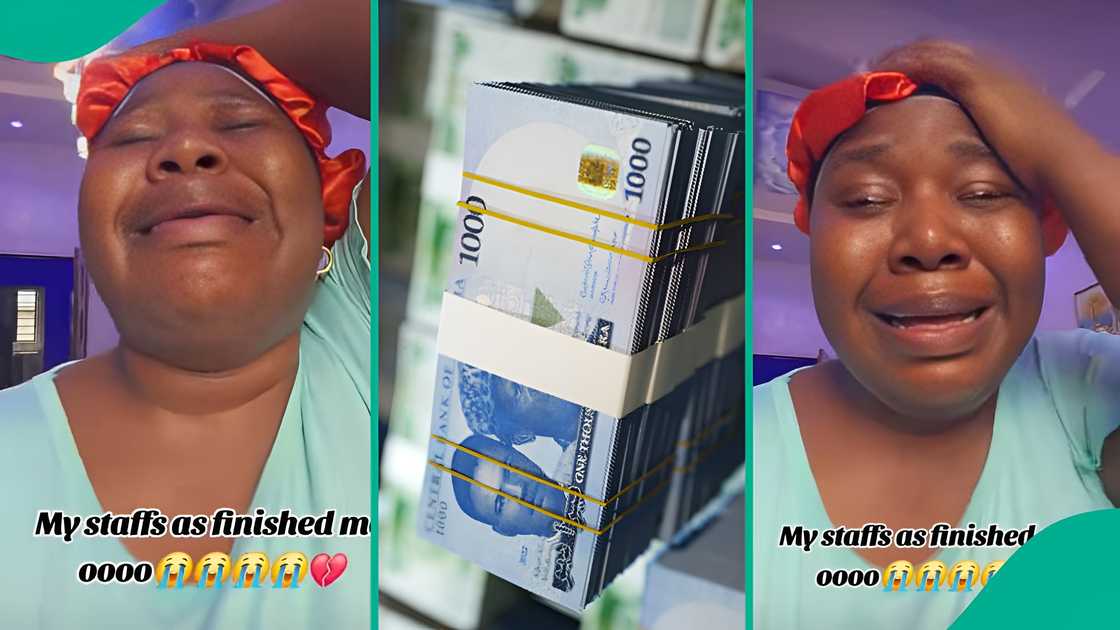 Businesswoman weeps as staff steal ₦10m, shares video online Businesswoman weeps as staff steal ₦10m, shares video online