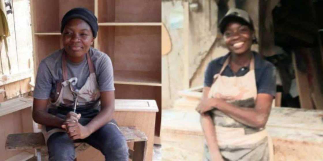 A collage of the female carpenter. Photo source: Instagram/Jeanne-Marie Magdellen A collage of the female carpenter. Photo source: Instagram/Jeanne-Marie Magdellen
