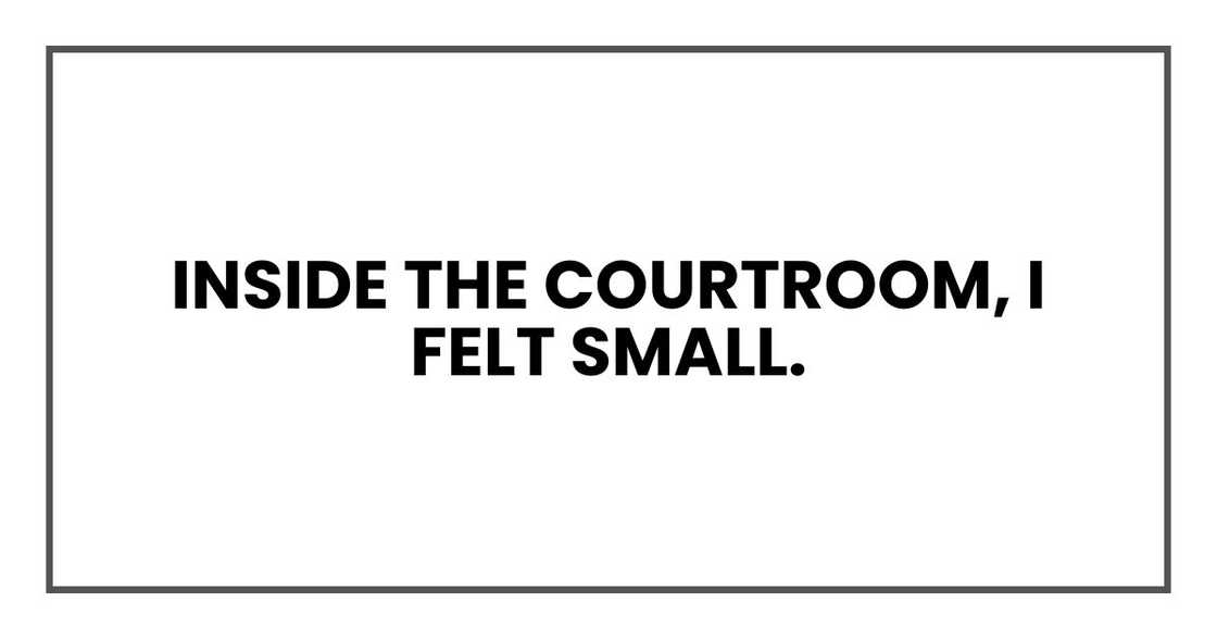 Inside the courtroom, I felt small. Inside the courtroom, I felt small.