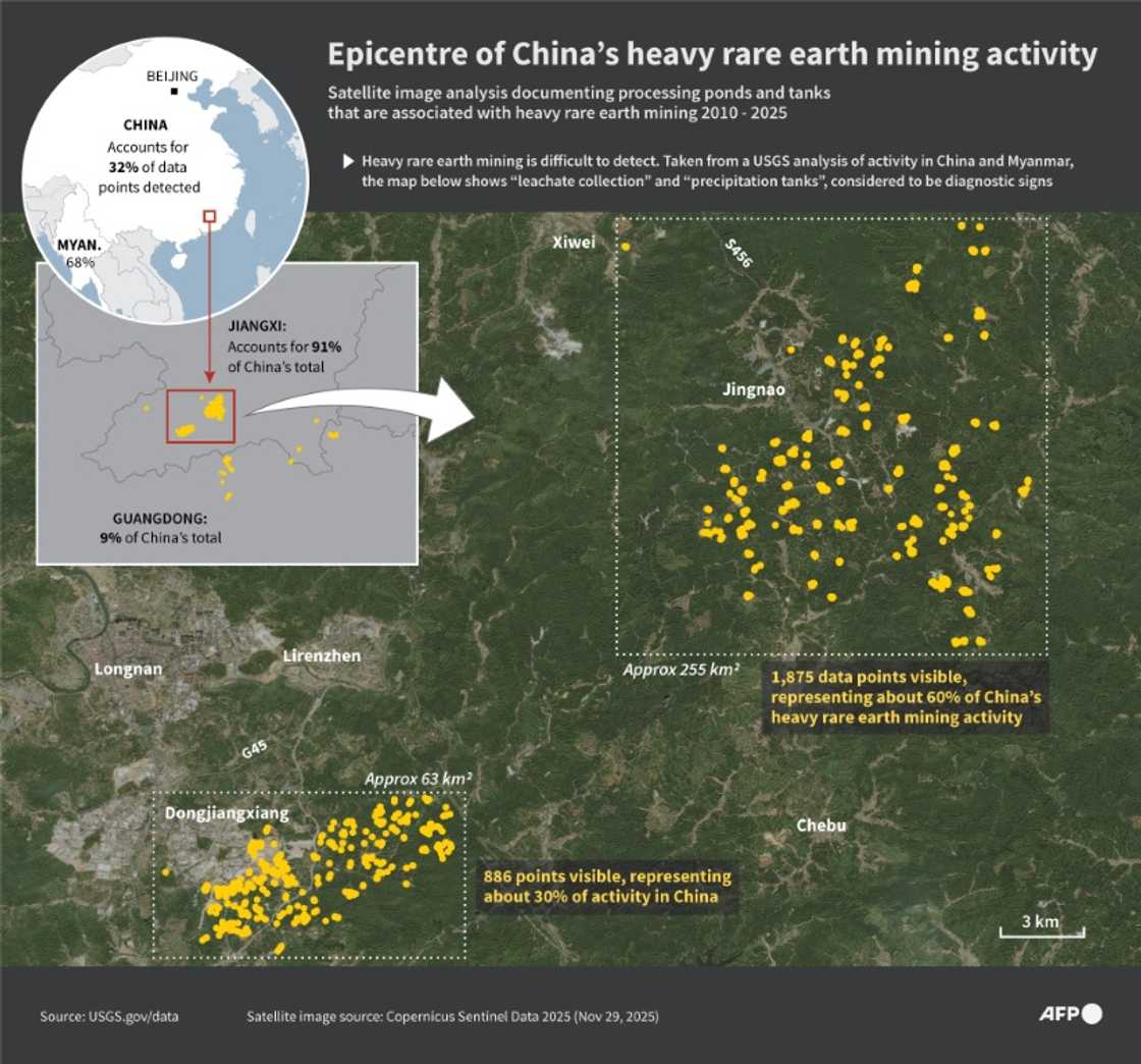 Epicentre of China's heavy rare earth mining activity Epicentre of China's heavy rare earth mining activity