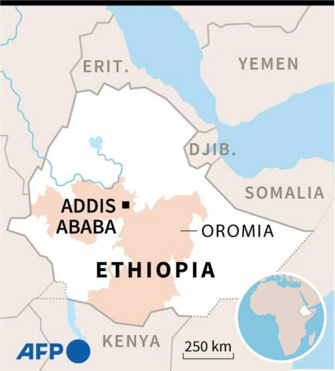 Map of Ethiopia showing Oromia region Map of Ethiopia showing Oromia region