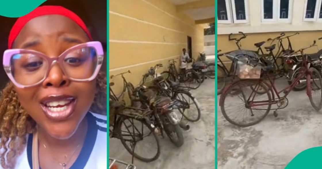 Lady displays plenty bicycles inside a church in Akwa Ibom state.