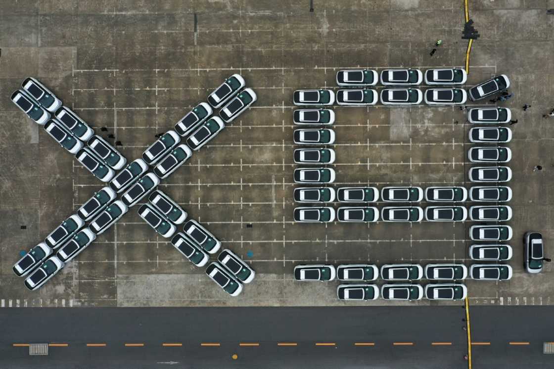 X9 electric vehicles by Chinese EV manufacturer XPeng, waiting to be loaded on a ship headed  for Thailand