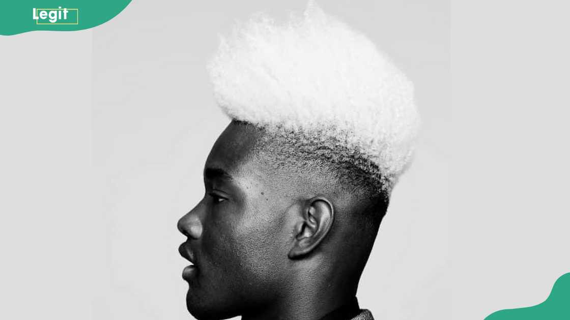 Platinum high-top fade hairstyle for men