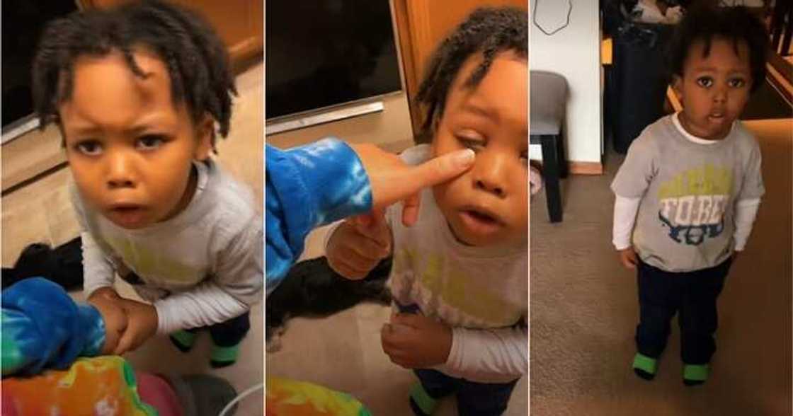 Toddler complains to mum Toddler complains to mum