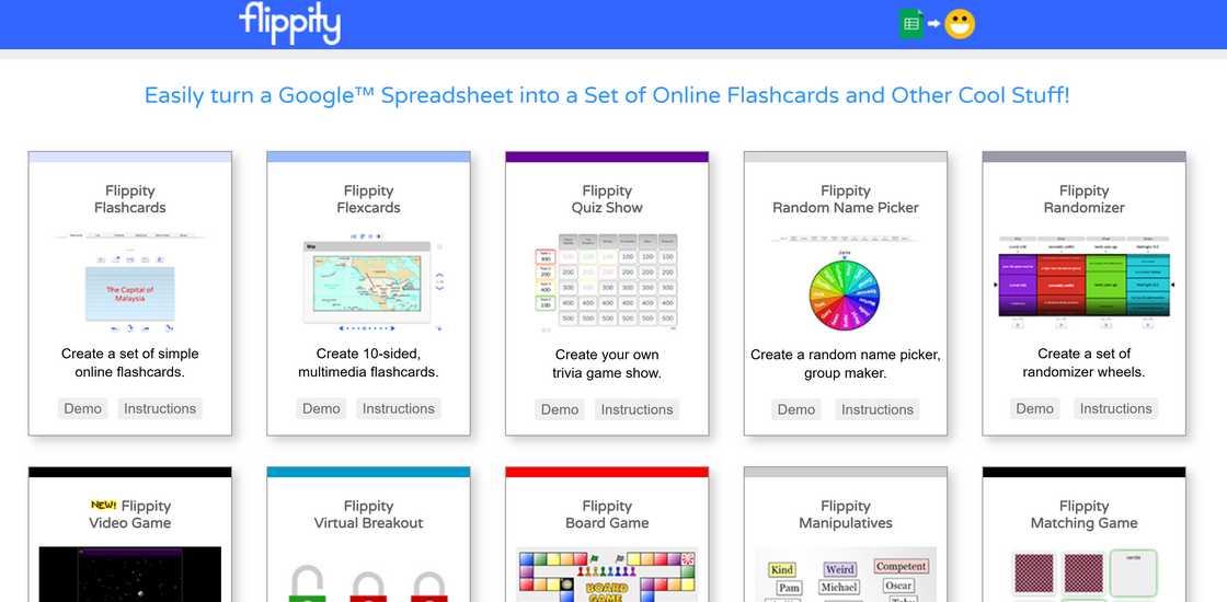 Flippity homepage Flippity homepage