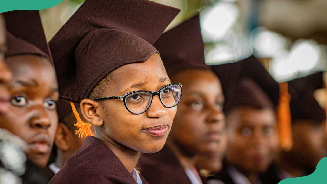 Students attend a graduation ceremony