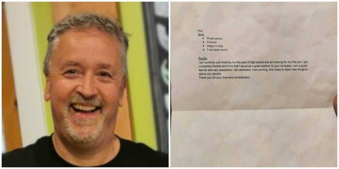 Oyinbo man hires job seeker because of his very short resume, social media reacts to photo of the note Oyinbo man hires job seeker because of his very short resume, social media reacts to photo of the note