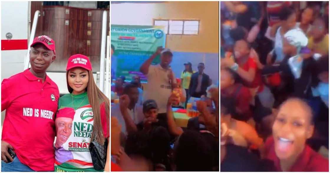 Nigerian youths chant Peter Obi's name, Ned Nwoko's PDP campaign.