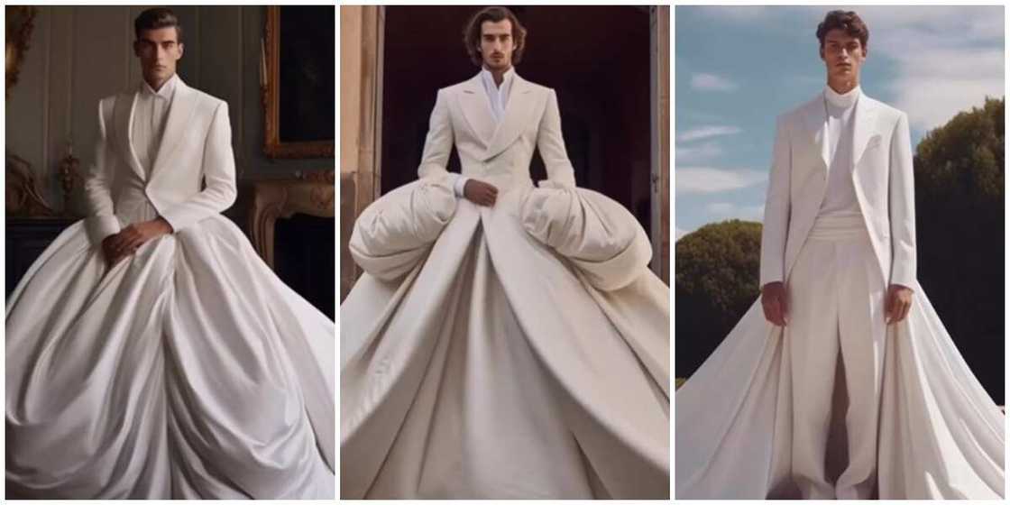 AI-generated photos of men in wedding looks AI-generated photos of men in wedding looks