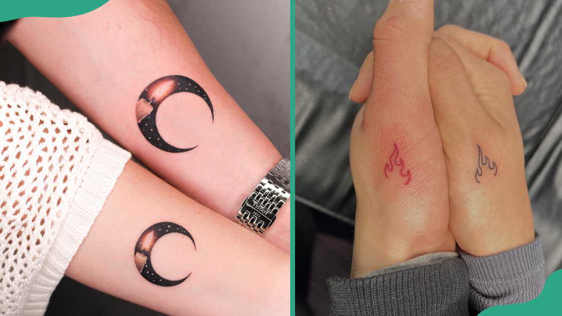 Matching couples' twin flame tattoo