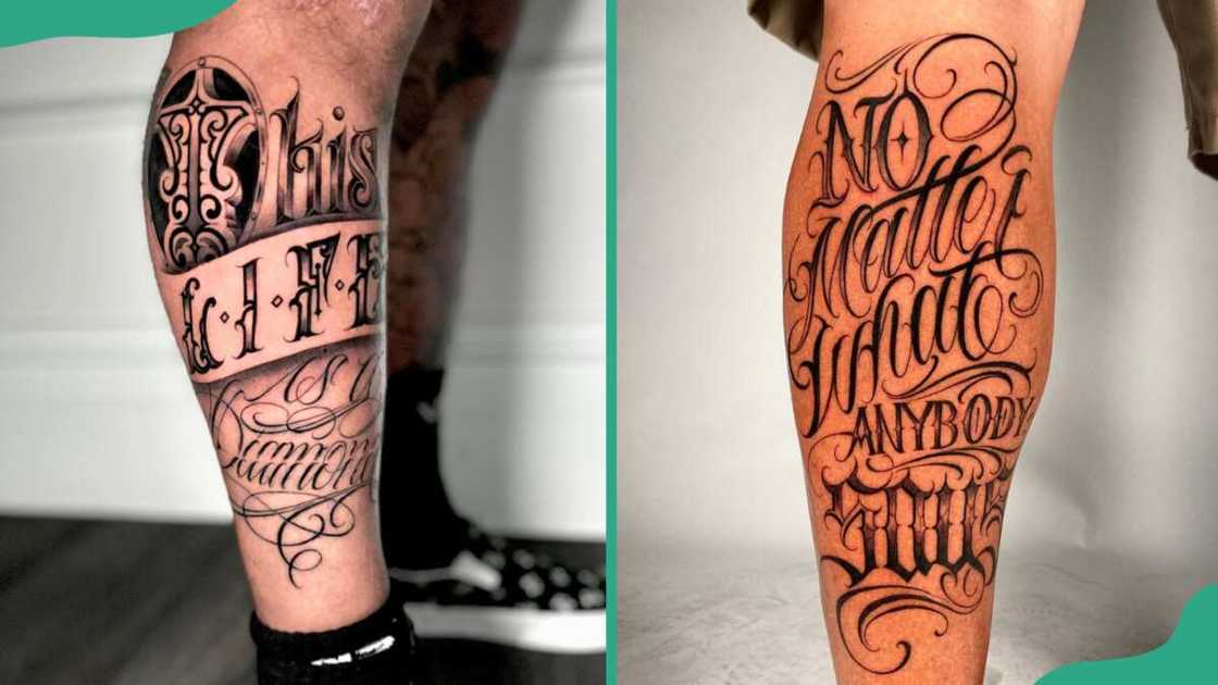 Lettering with flourish tattoos