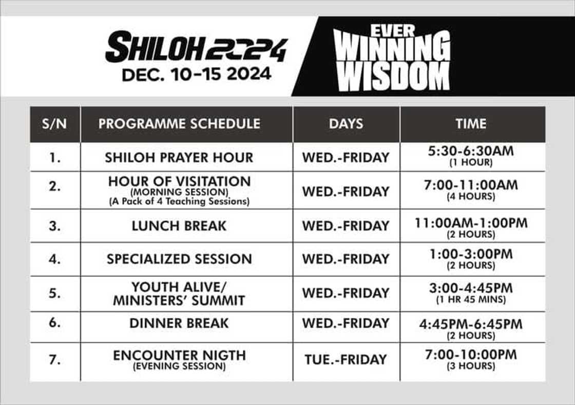 Shiloh 2024 programme