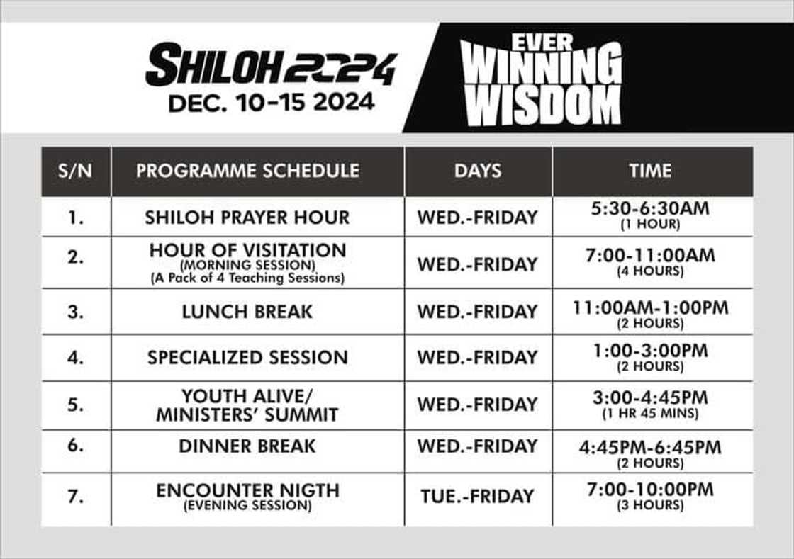 Shiloh 2024 programme Shiloh 2024 programme