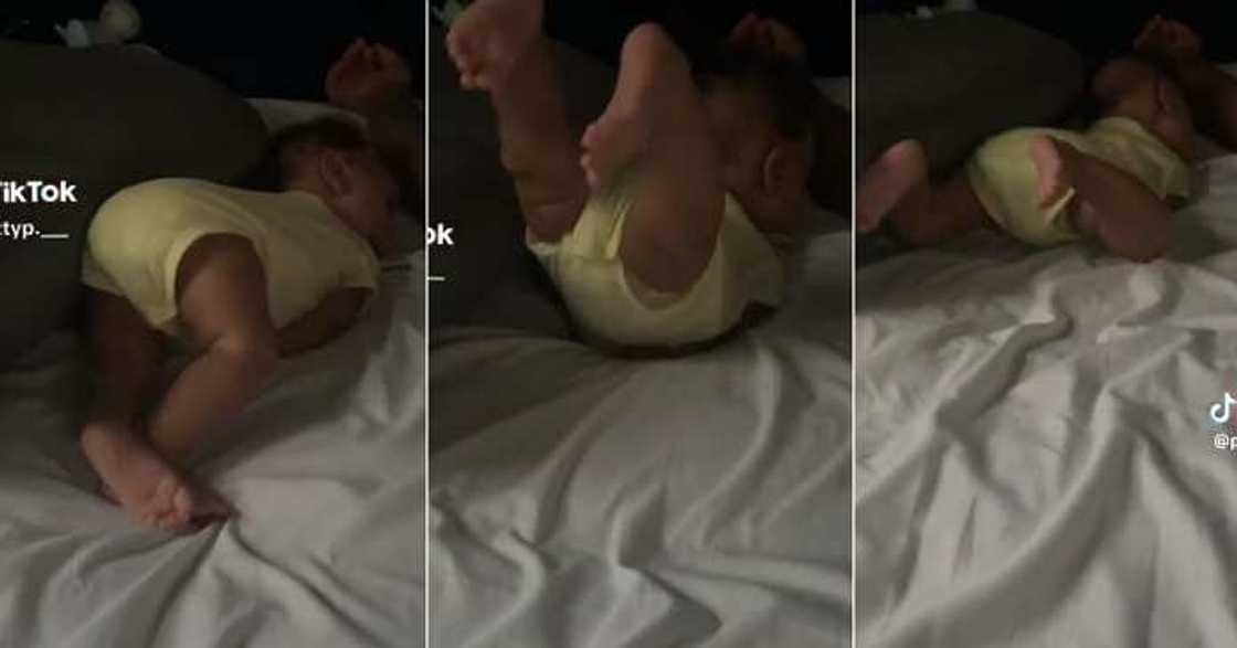 Mum shares video of her baby's sleeping position Mum shares video of her baby's sleeping position