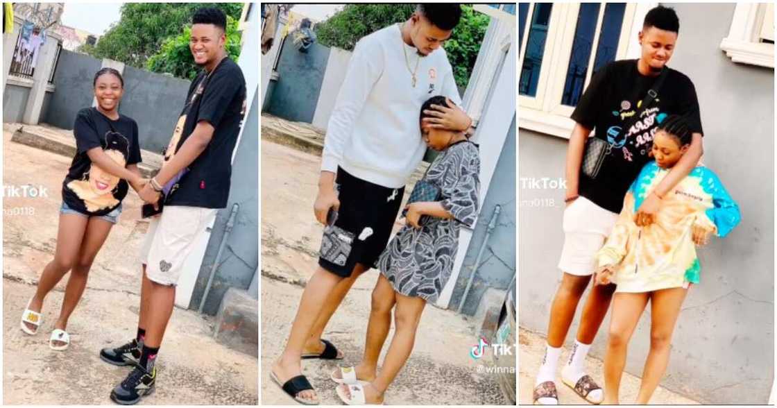 Video of very tall Nigerian man, smal bae