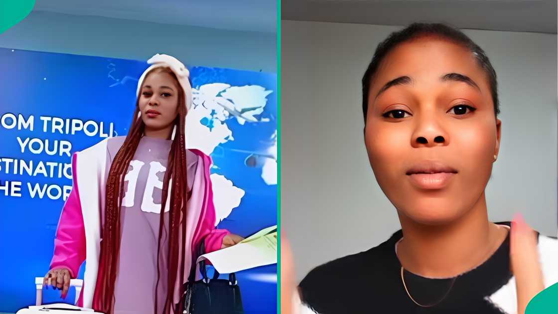 A lady returns to Nigeria after four years in Libya.